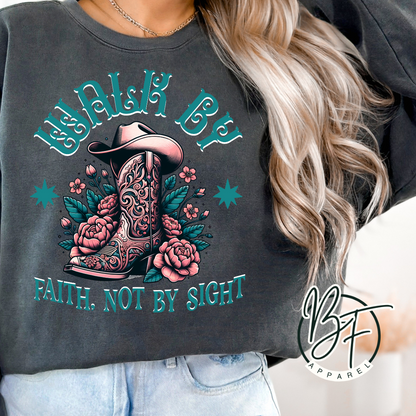 Crewneck Western Walk by Faith, Cowgirl Boots, Christian, Christian Gift, Sweatshirt